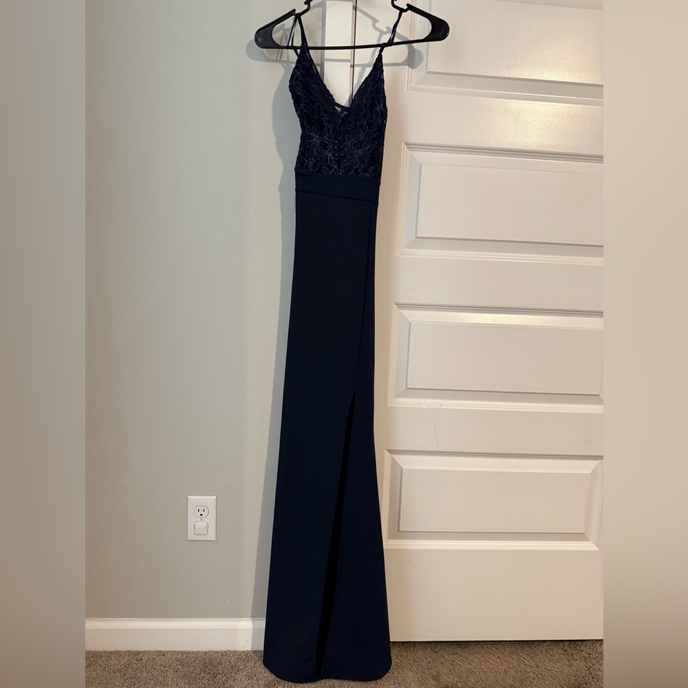 Fashion Nova Navy V-neck Sleeveless Maxi Dress